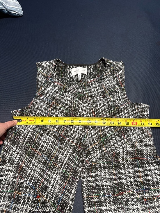 BCBGeneration Black Plaid Tweed Sleeveless Jumpsuit with Multicolor Flecks - Picture 9 of 13